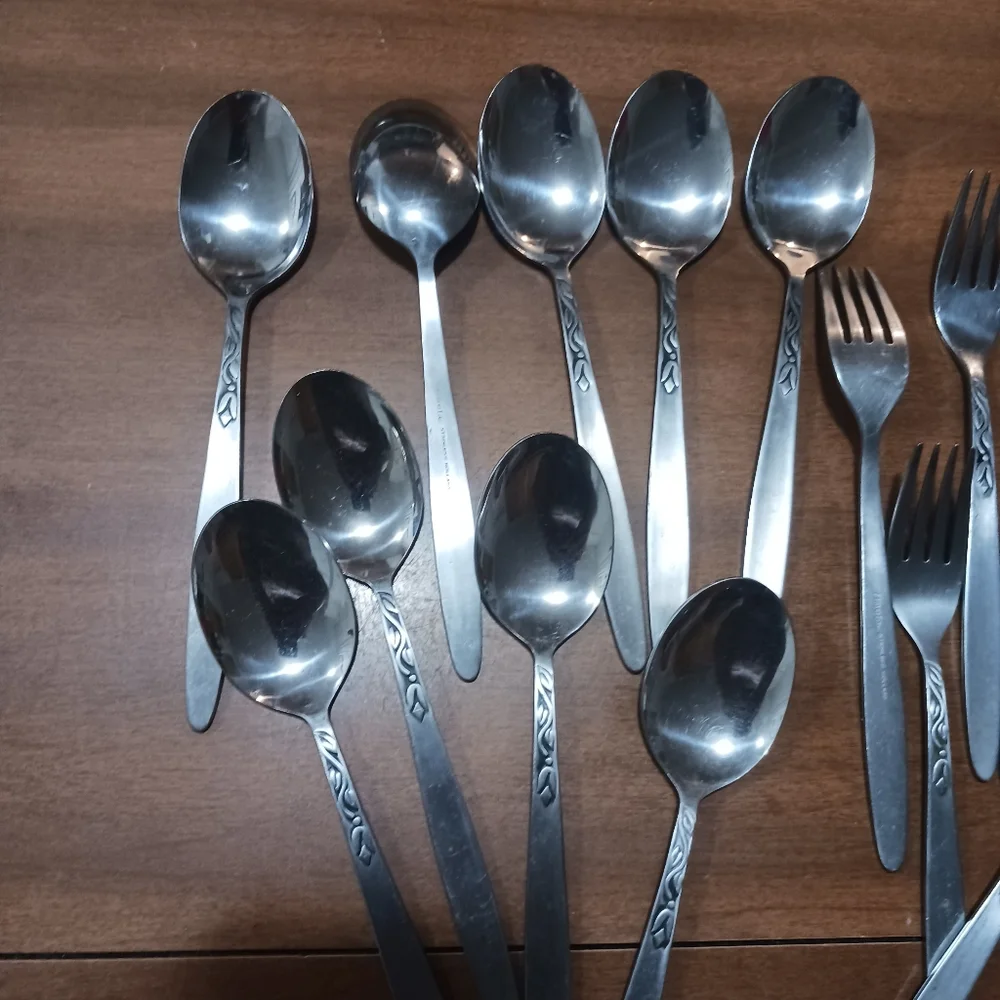 Lot Of 34 Amefa Flatware Holland Tulips Forks Knives Spoons